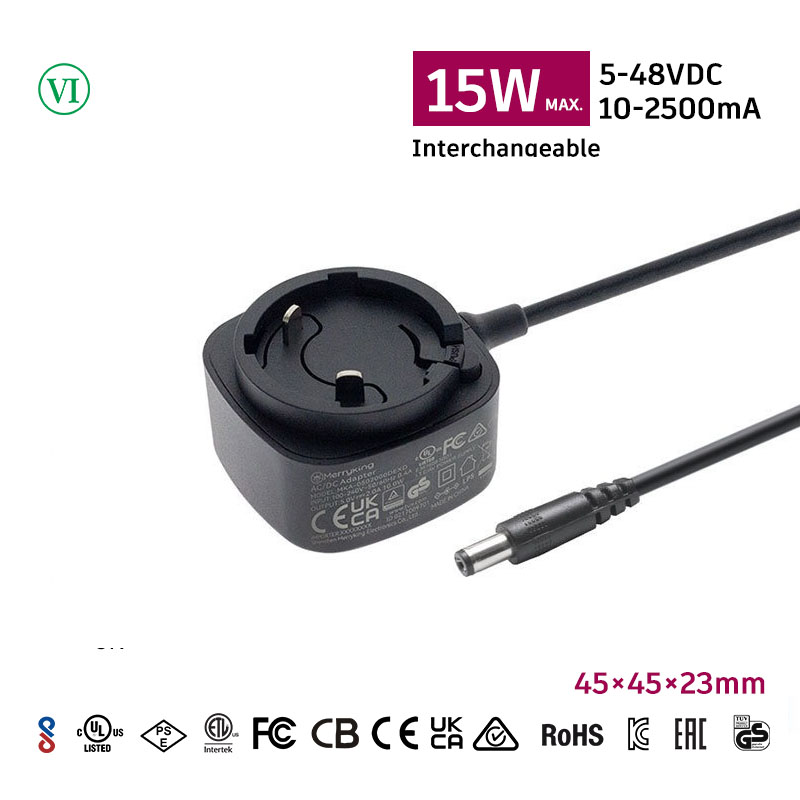 Madapter 15W max. mini Interchangeable Wall Mounted Power Adapter Custom power Adapter